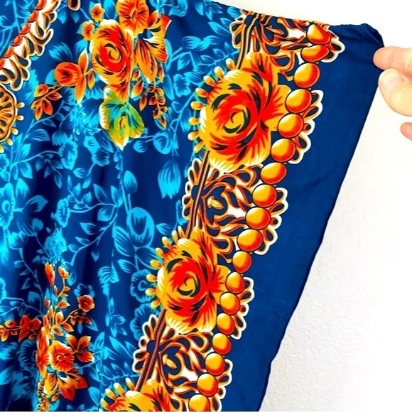 Miss Lavish London Teal Floral Kaftan Dress Size 14/16 - Picture 5 of 8